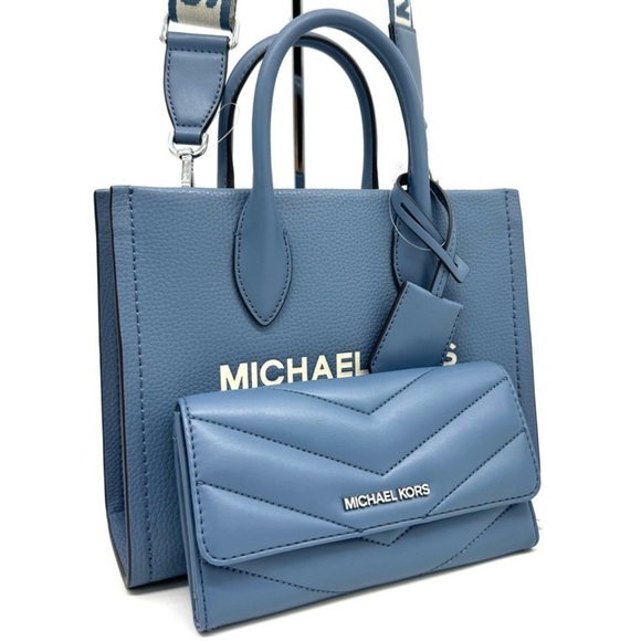 Michael Kors Mirella Small Crossbody Bag & Quilted Trifold Wallet Denim - Picture 3 of 12